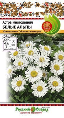 Цветы Астра Белые Альпы многолетняя альпийская (0,07 г) Русский Огород 