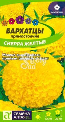 Цветы Бархатцы Сиерра Желтые (0,2 г) Семена Алтая