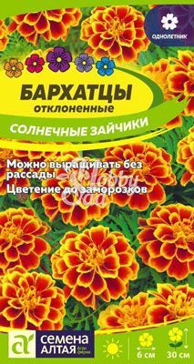 Цветы Бархатцы Солнечные Зайчики (0,3 г) Семена Алтая