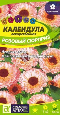 Цветы Календула Розовый Сюрприз махровая (0,5 г) Семена Алтая