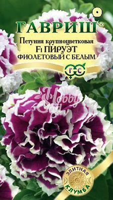 Цветы Петуния Пируэт Фиолетовый с белым F1 махровая (10 шт) Гавриш