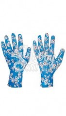 Перчатки садовые с покрытием голубые 7 размер SG1927 СолнцеСад