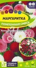 Цветы Маргаритка Помпонная смесь (0,05 гр) Семена Алтая